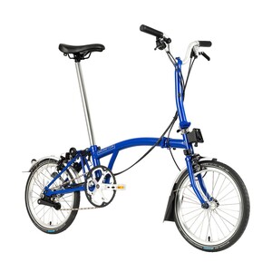 Brompton C Line Explore Bike Mid Handlebar (With Mudguard + Rack ) M6R Piccadilly Blue